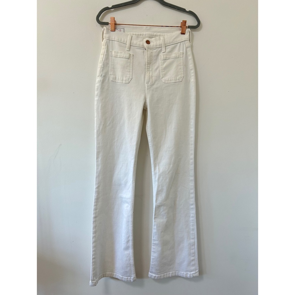 GAP 70s Flare High Rise Jeans White Front Patch Pocket Denim Womens 27 4R